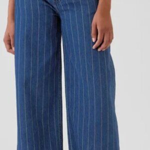 GAP Blue and White Wide Leg Pinstripe Jeans